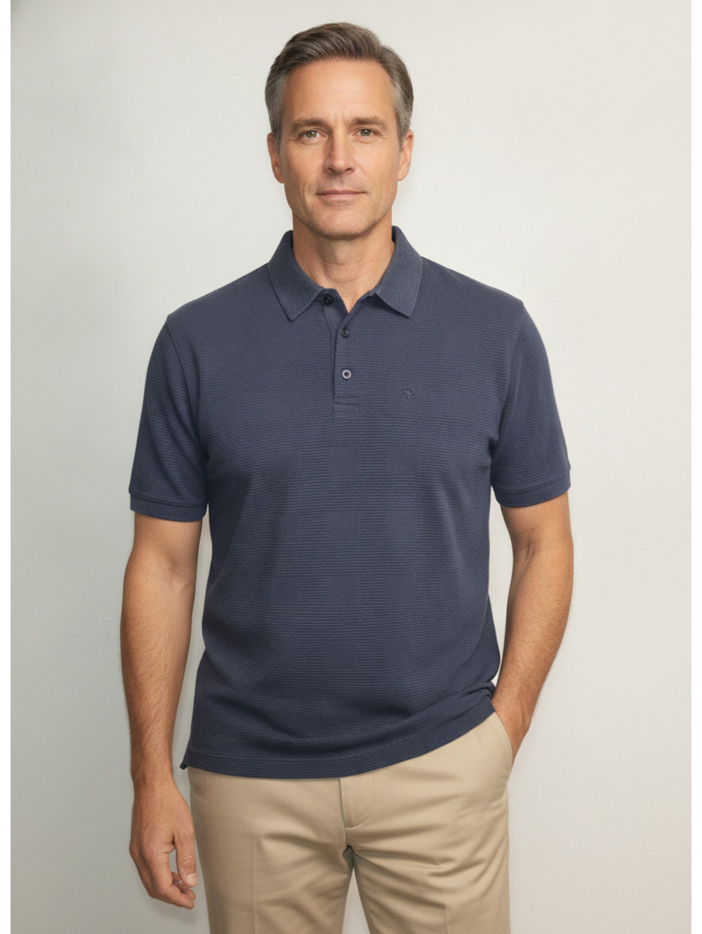 Arnold Palmer Vintage Grey Textured Short Sleeve Polo Shirt Men's S XL / TG (46)
